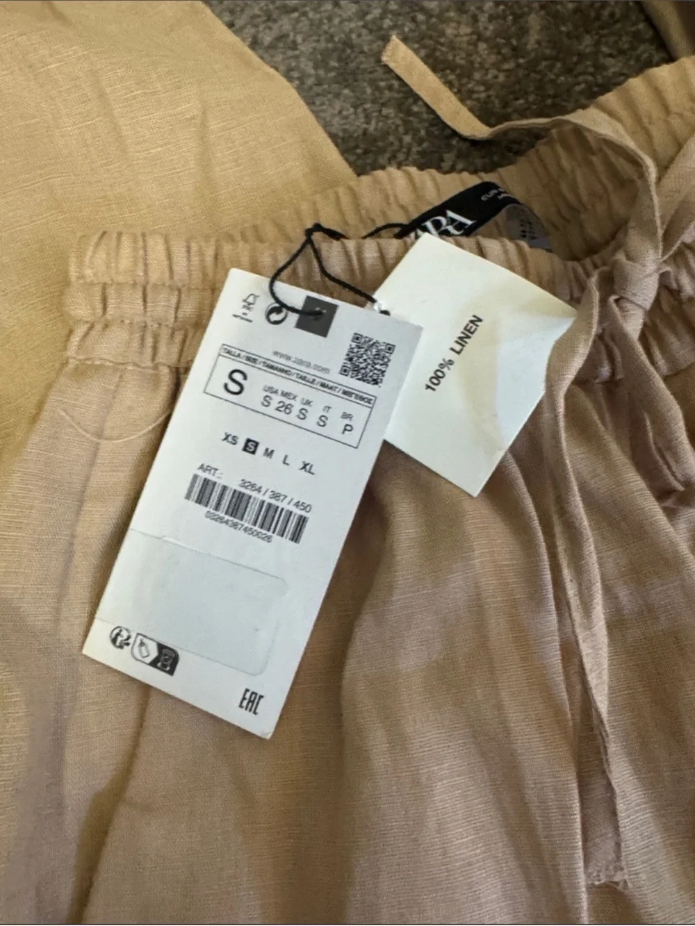 Zara 100% Linen Drawstring Pants NWT